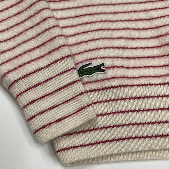 Lacoste x Disney Minnie Mouse Wool Red and White Striped Crew Neck Sweater 32/XS - Picture 2 of 12